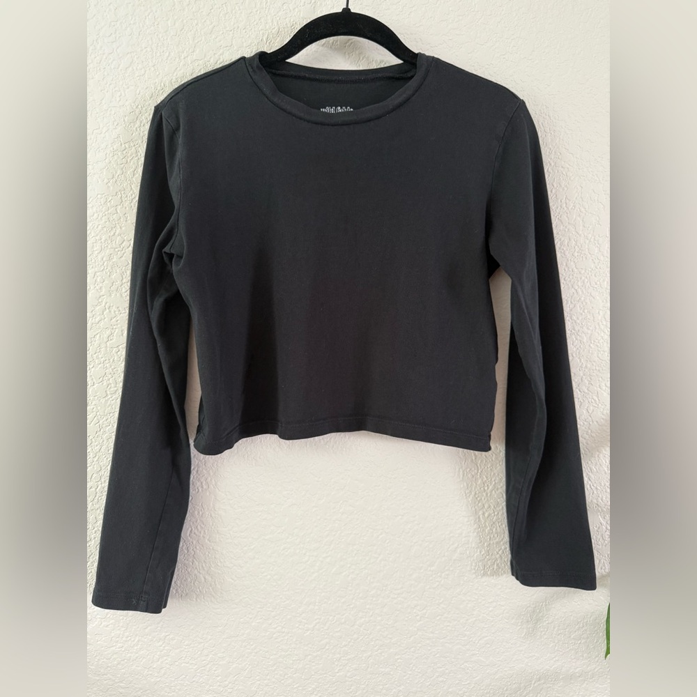 Wild Fable Black Fitted Crop Long Sleeve Tee
